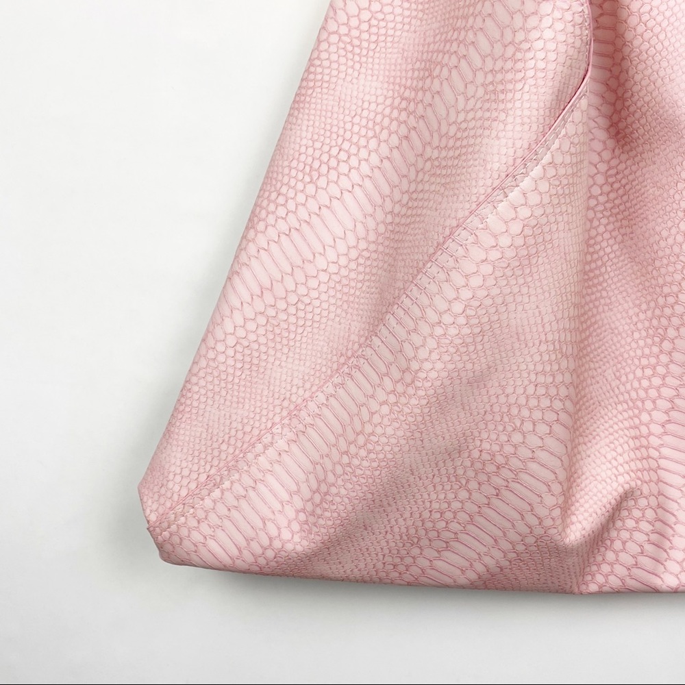 Ah-Dorned Blush Suede Python Reversible Hobo Sling - image 3